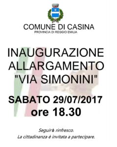 Inaugurazione riapertura di "Via Simonini"