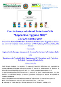 Esercitazione provinciale di Protezione Civile “Appennino reggiano 2017” 11 e 12 novembre 2017