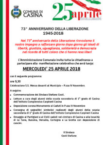 Celebrazione 25 aprile 2018