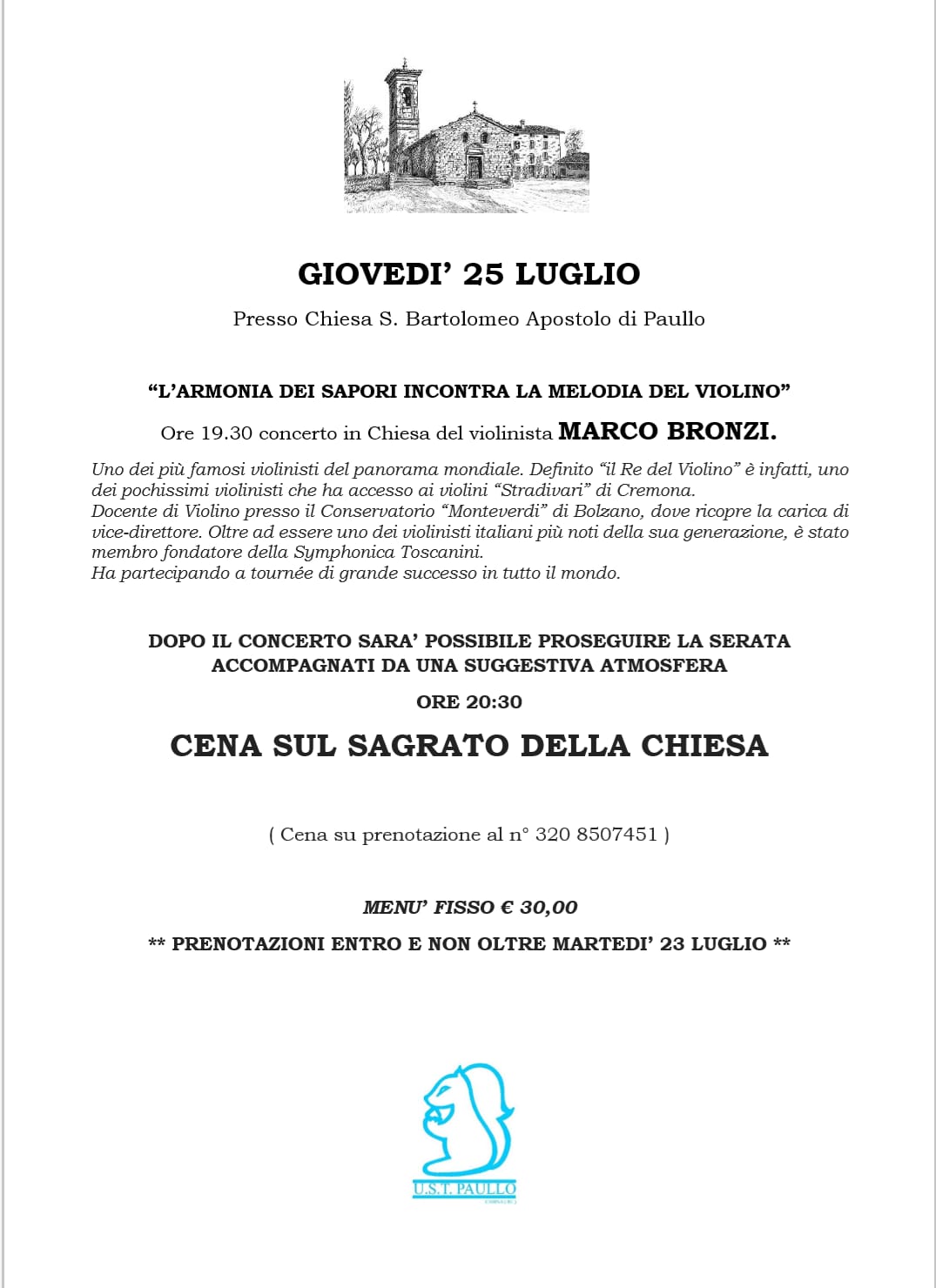 Concerto di violino e cena