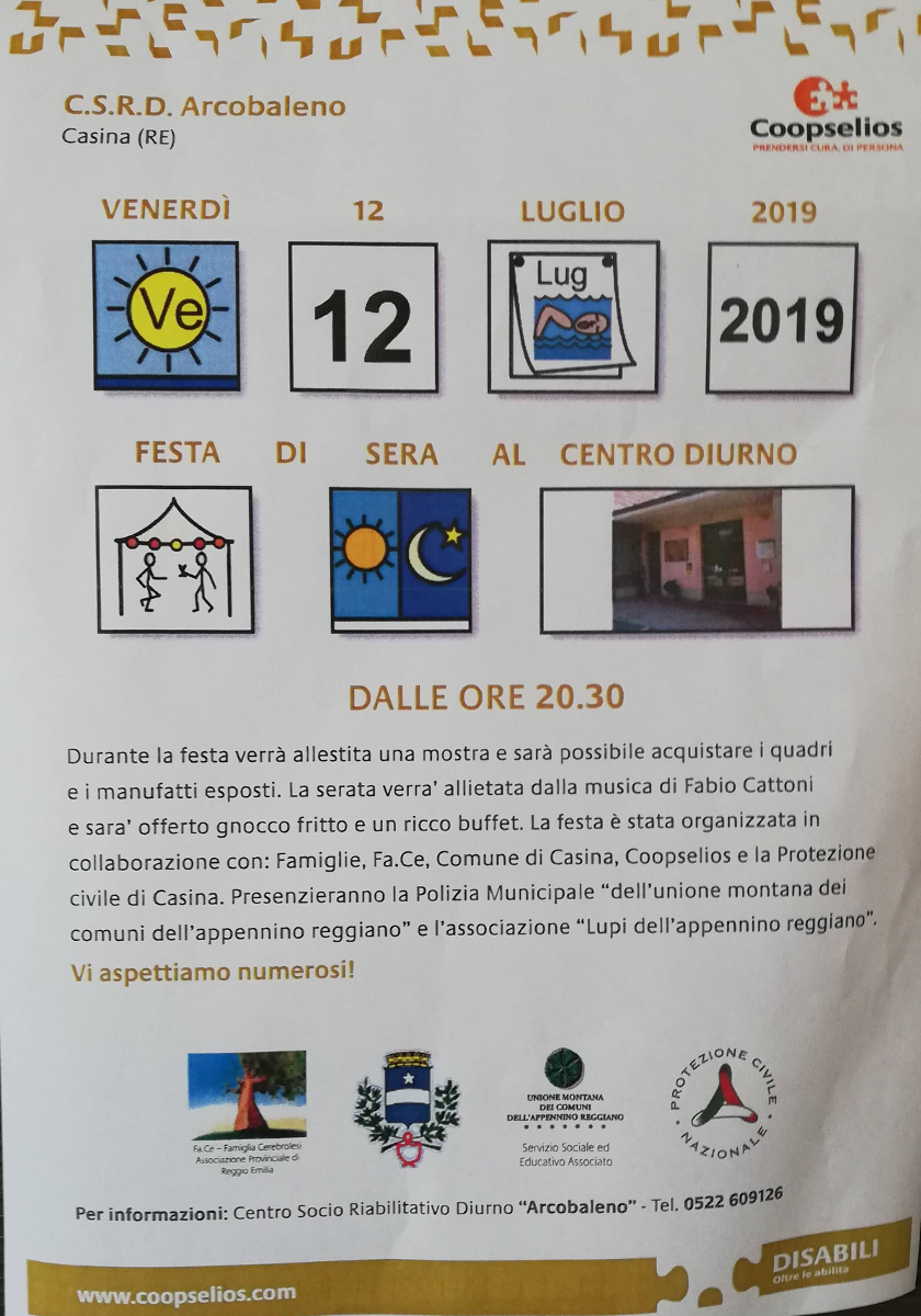 Festa di sera al Centro Diurno