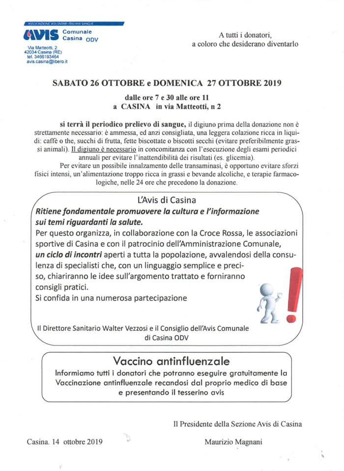 Donazione del sangue AVIS