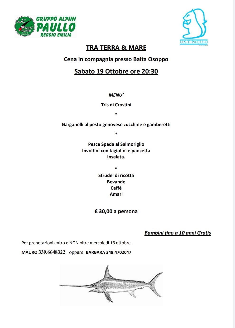 Cena Tra Terra e Mare