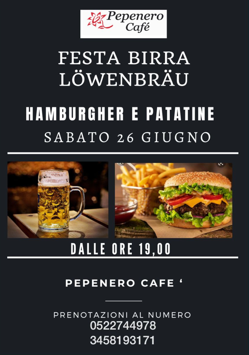 Festa della birra, hamburger e patatine