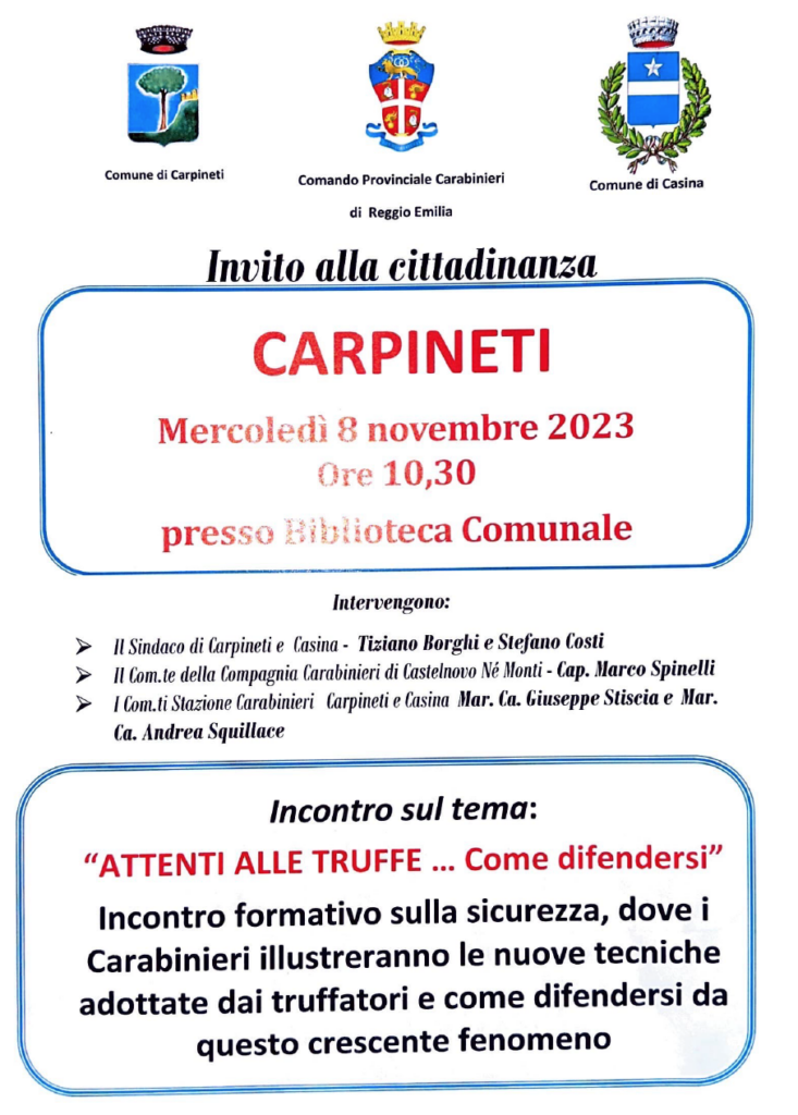 8/11 | Incontro: Attenti alle truffe... come difendersi
