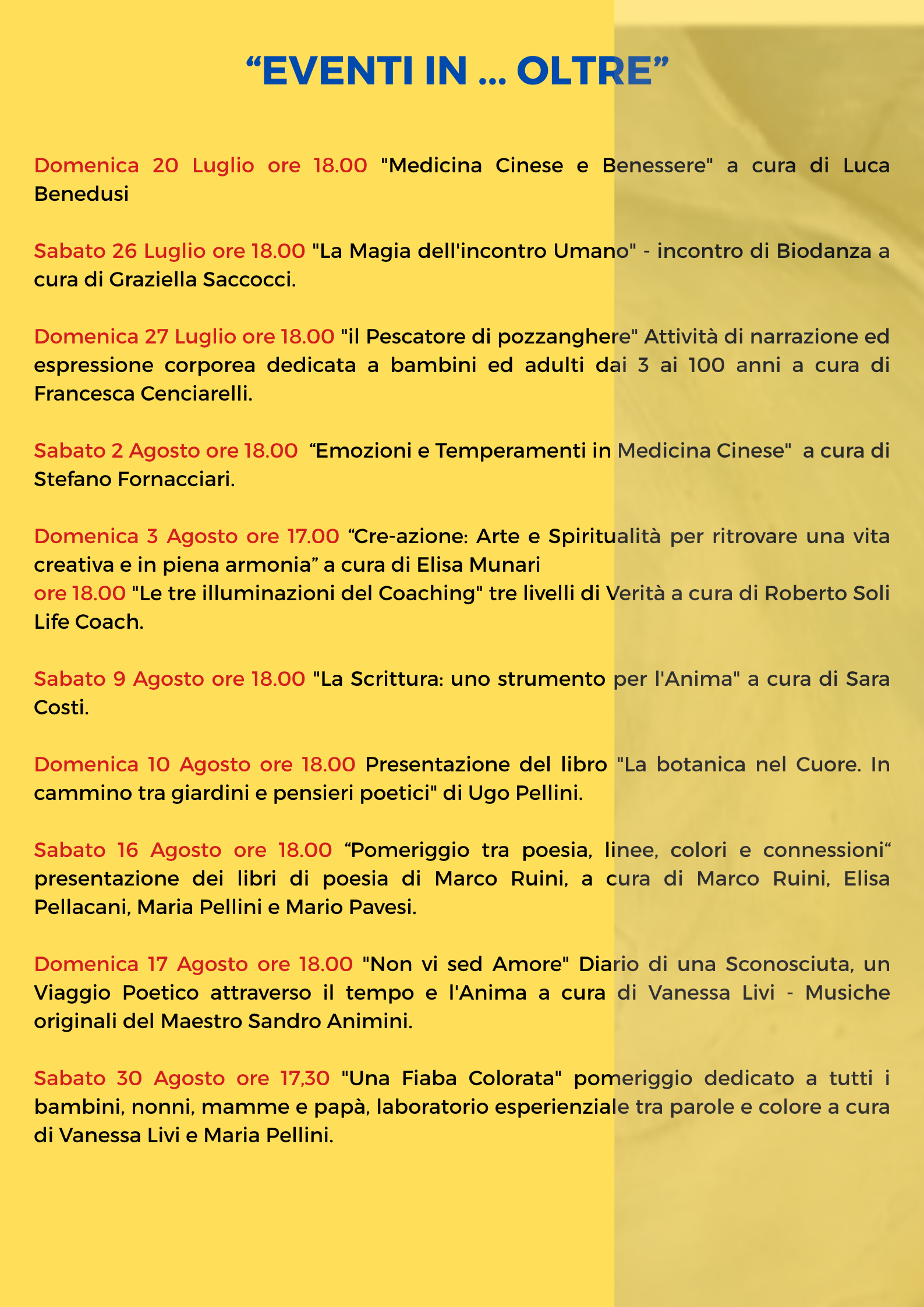 programma eventi collaterali