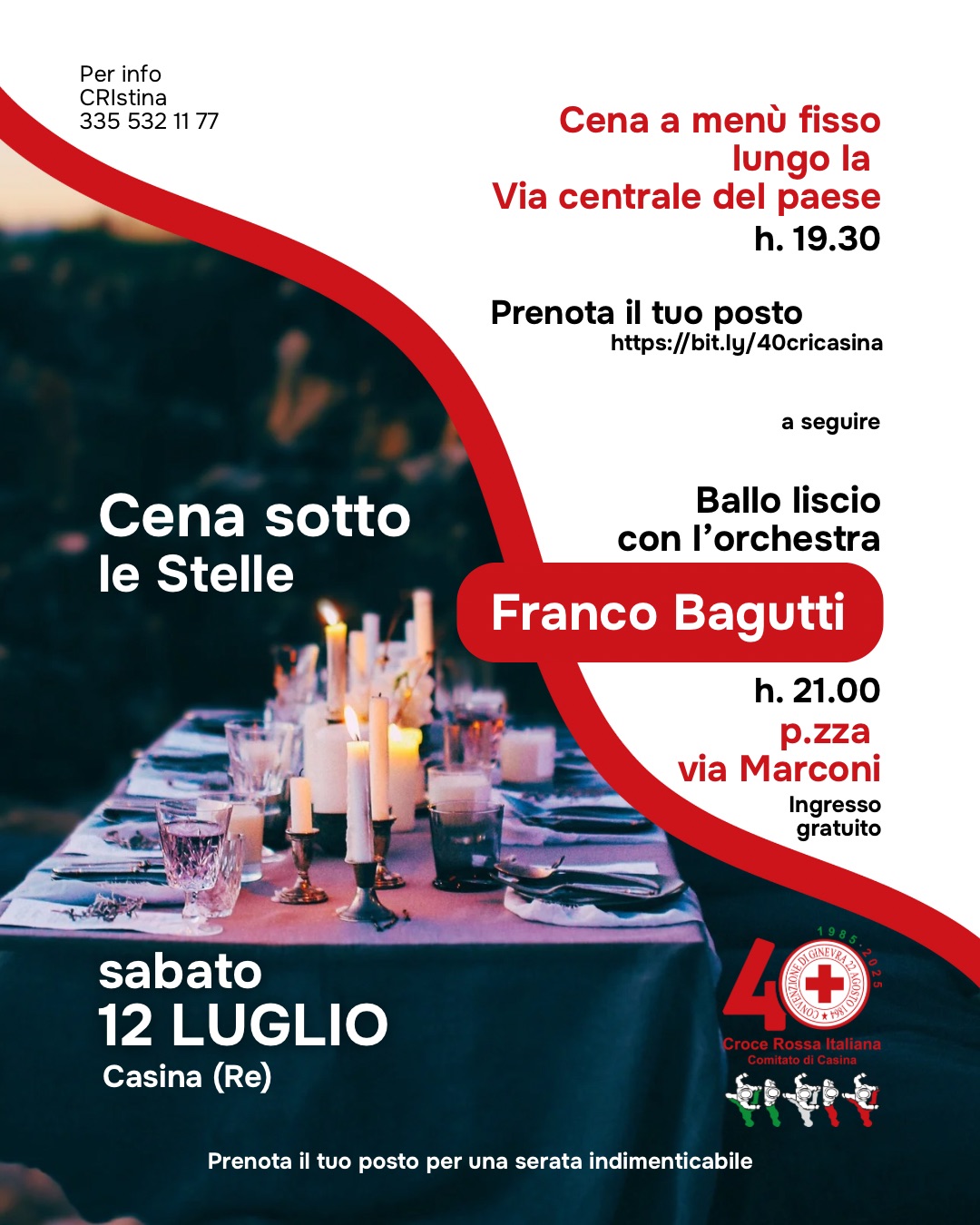 12 luglio. Cena sotto le stelle