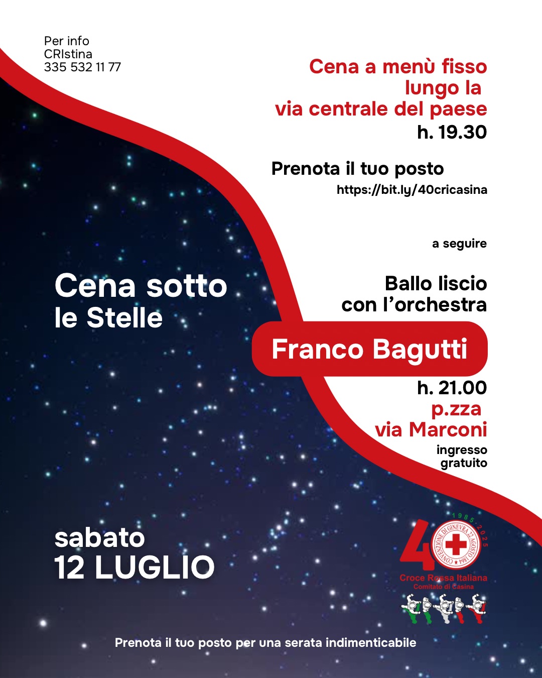 12 luglio. Cena sotto le stelle